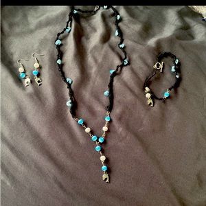 Hand beaded necklace w healing stones